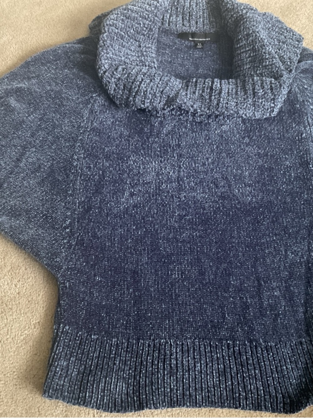 White House Black Market Blue Chenille Cowl Neck Sweater